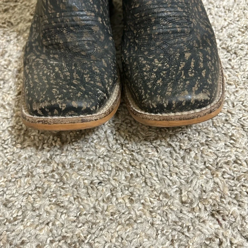 Nocona Boots Boys Fynn Embroidery Square Toe Cowboy Mid Calf Boots 1 1/2D Kids